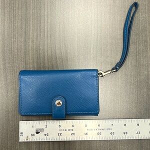 Blue leather coach wristlet